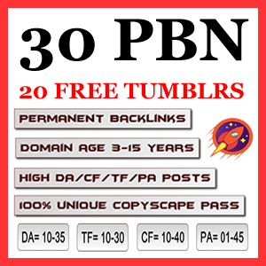 30 Top Quality PBN Backlinks with 20 FREE High PA Tumblr Backlinks