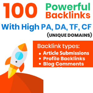 100 Backlinks from Unique IPs with High PA DA TF CF Up to 100