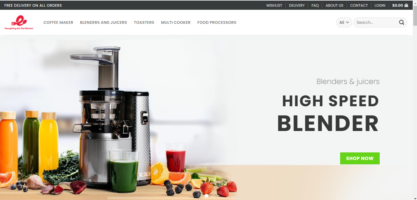 Premium Kitchen WordPress Dropshipping Website Everythingforthekitchen.com for sale